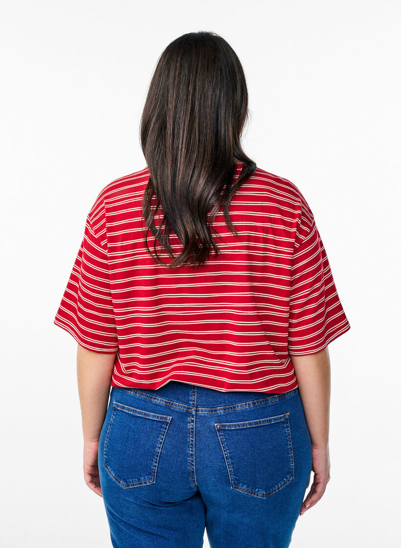 Striped T-shirt, Red, Model image number 2