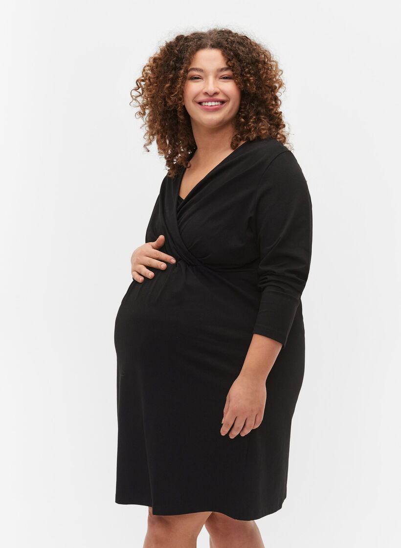 Maternity dress in cotton, Black, Model image number 0