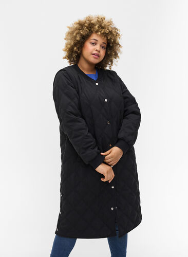 Quilted 2-in-1 jacket with pockets, Black, Model image number 0