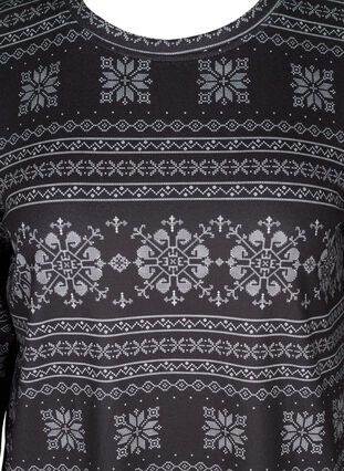 Patterned pyjama top with long sleeves, Black AOP, Packshot image number 2