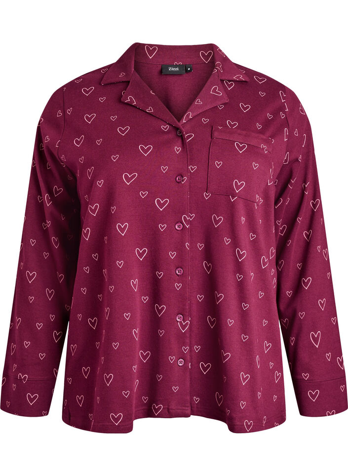 Cotton pyjama shirt with chest pocket, Red, Packshot