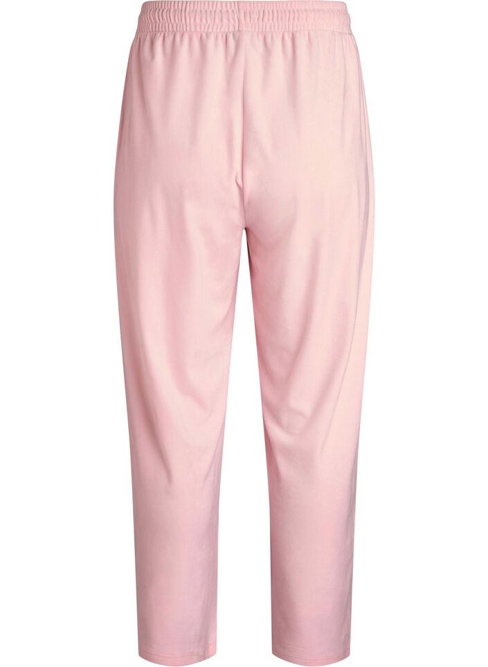 Loose velour trousers with a high waist and pockets, Rose, Packshot image number 1
