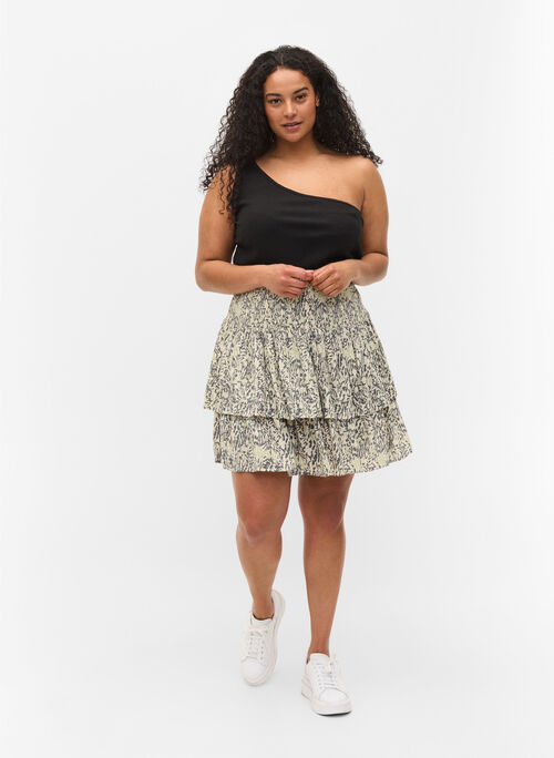 Printed viscose skirt with smock