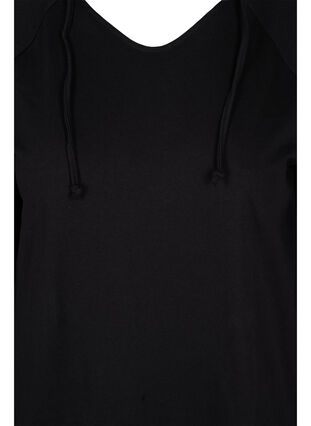 Sweater dress with hood and print details, Black Solid, Packshot image number 2