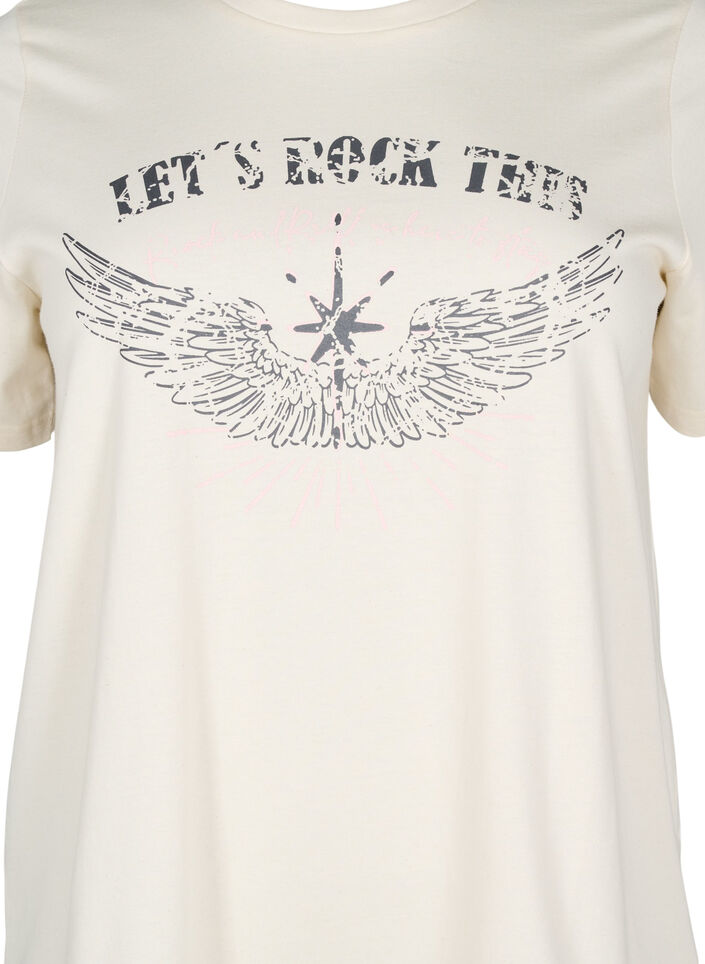 Organic cotton T-shirt with print on the front, Birch Washed , Packshot image number 2