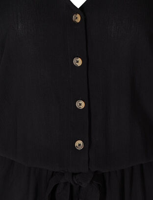 Viscose jumpsuit with a tie-belt and a V-neck, Black, Packshot image number 2