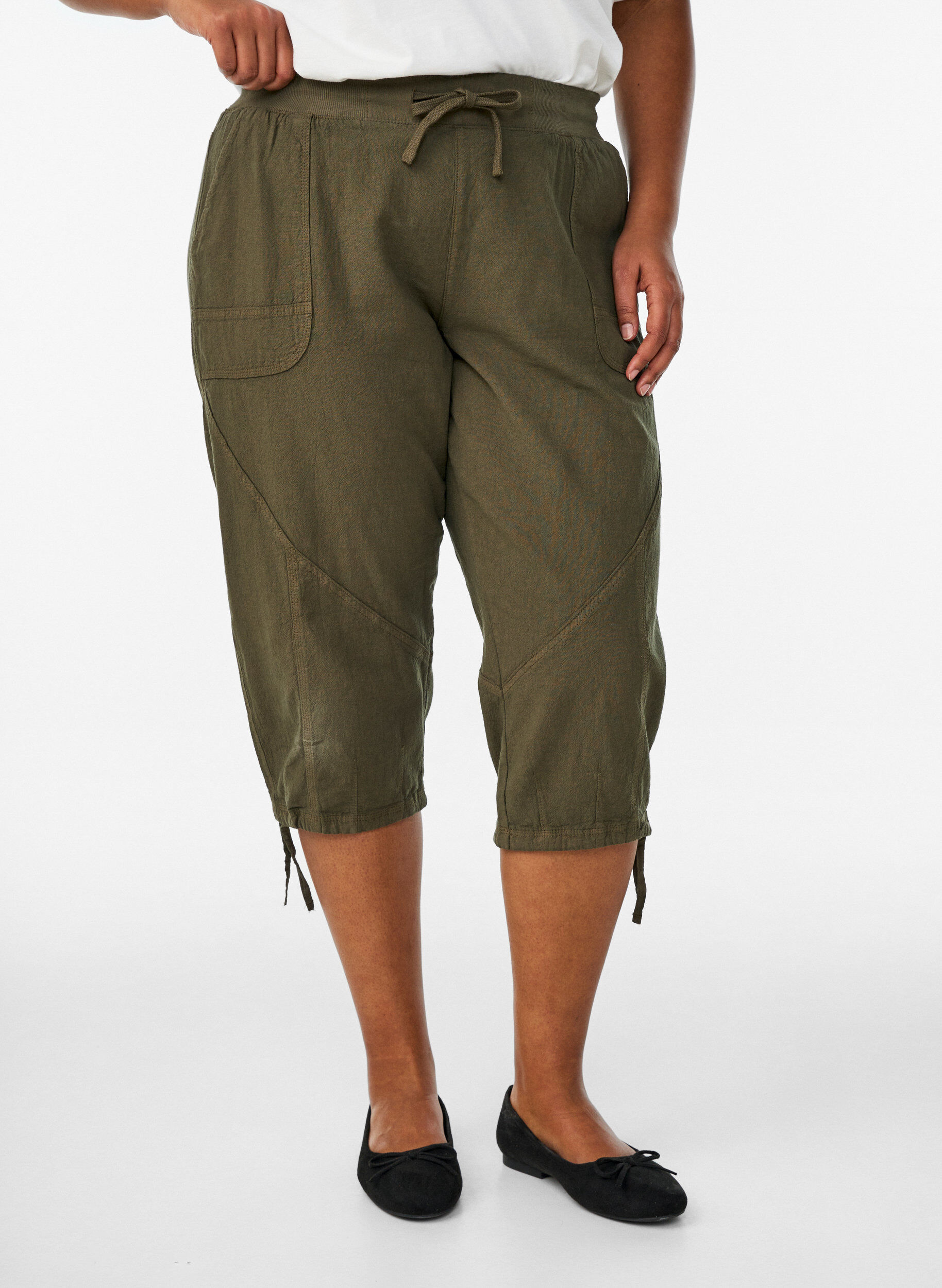 ZizzifashionCotton Capri trousers, Green, Model image number 2