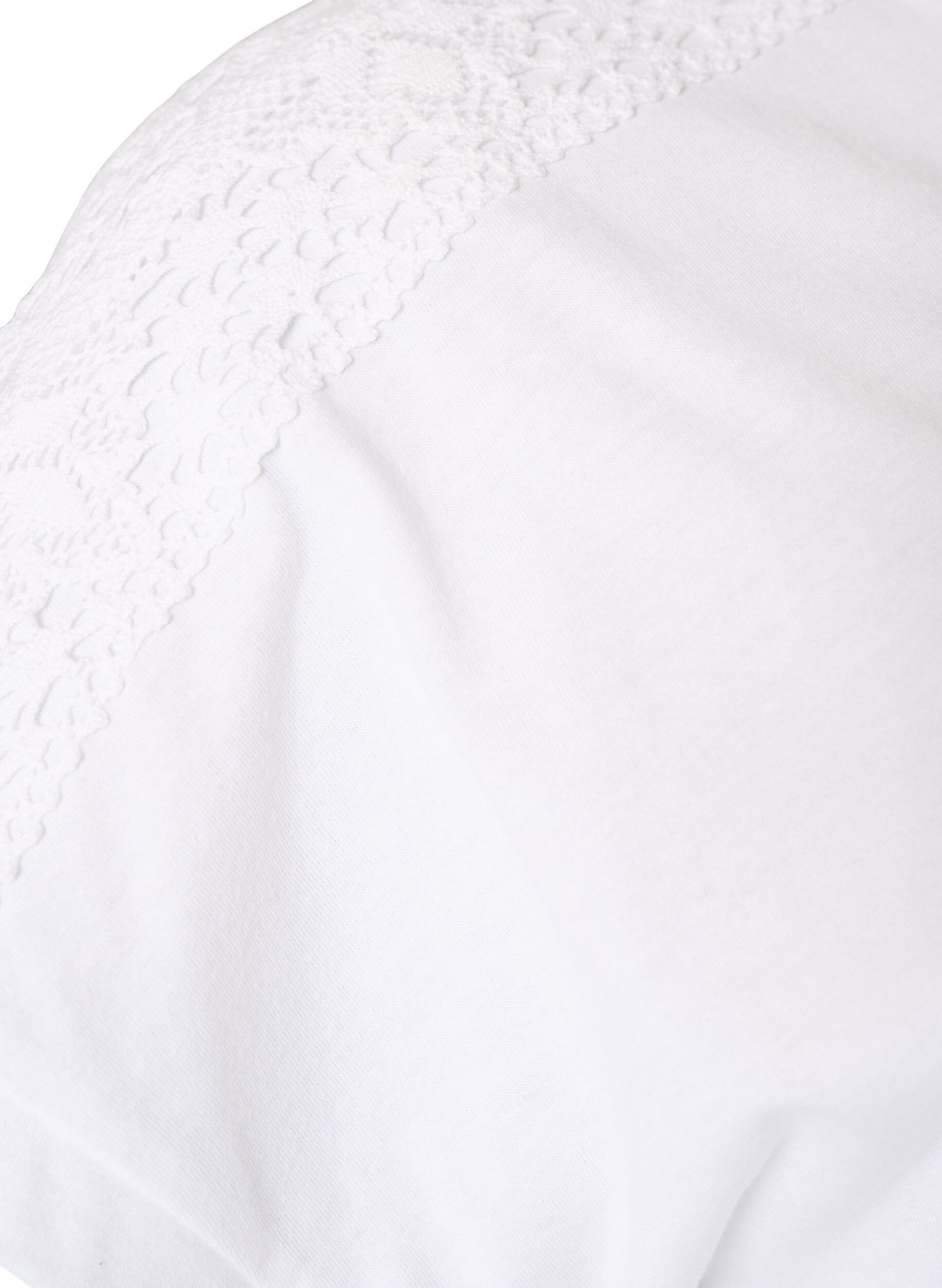 ZizzifashionCotton T-shirt with crochet detail, White, Packshot image number 3