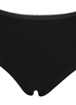 Cotton knickers 3-pack with lace trim, Black, Packshot image number 2