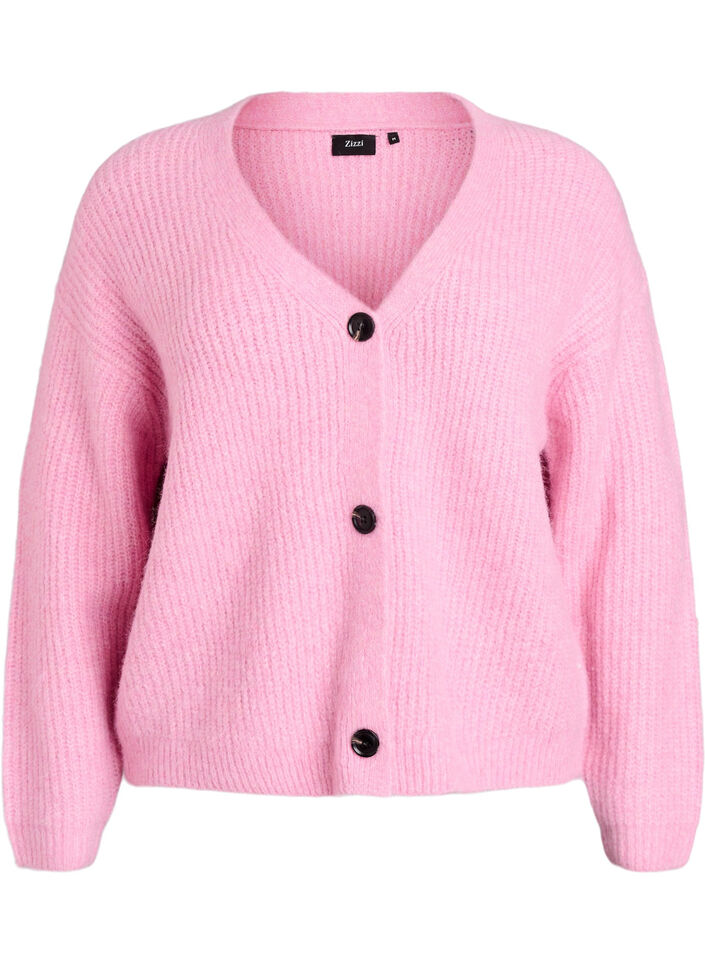 Knit cardigan with v-neck, Pink, Packshot image number 0