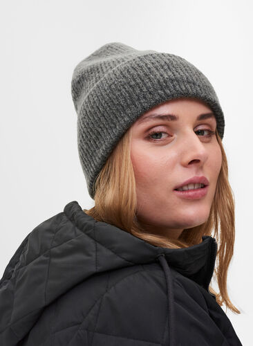 Knitted beanie with wool, Grey, Model image number 0