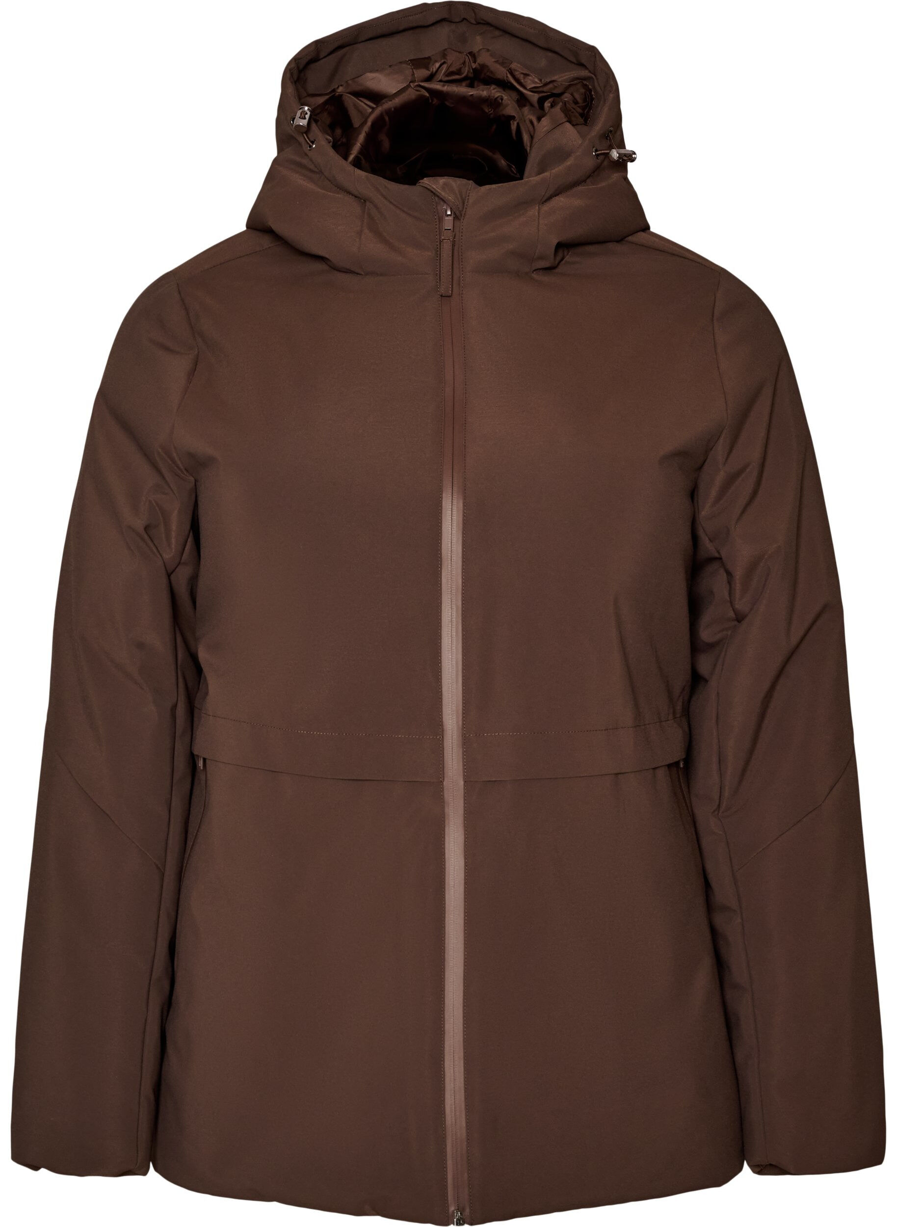 ZizzifashionWinter jacket with hood and adjustable waist, Brown, Packshot image number 0