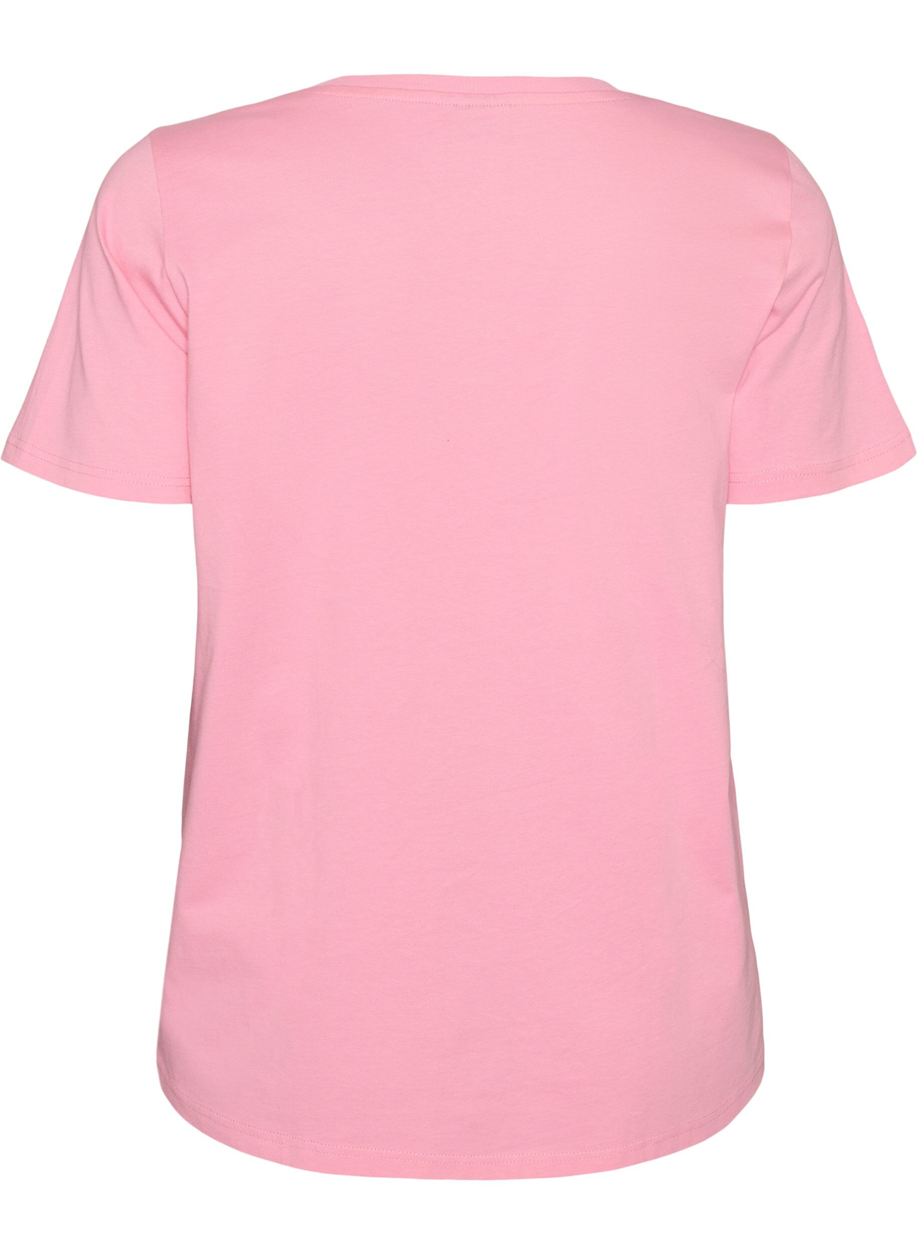 ZizzifashionCotton T-shirt with front print, Pink, Packshot image number 1