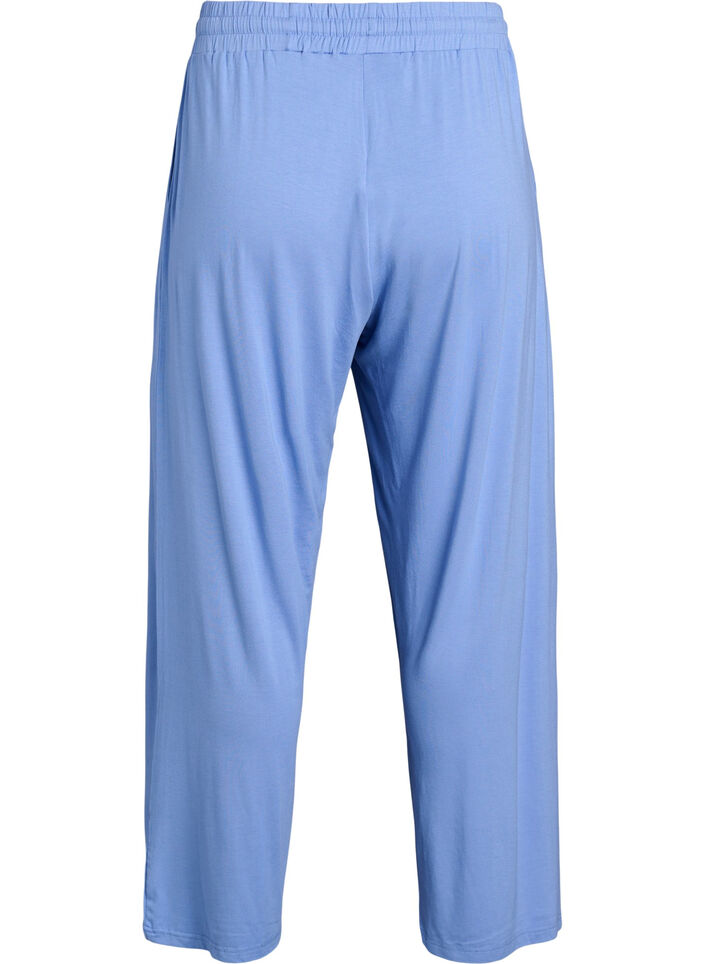 Loose night trousers in viscose jersey with pockets, Blue, Packshot image number 1