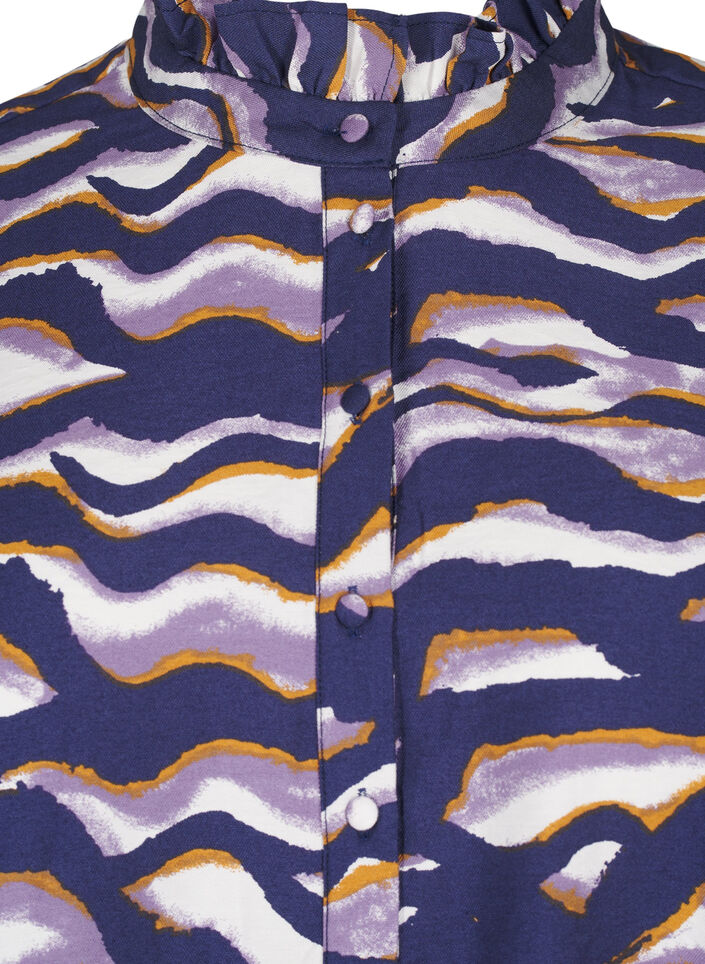 Blouse with print and an A-line shape, Blue, Packshot image number 2
