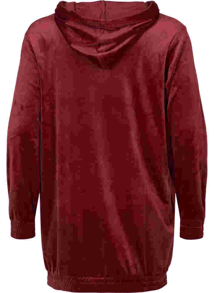 Hooded, velour sweatshirt dress , Cabernet, Packshot image number 1