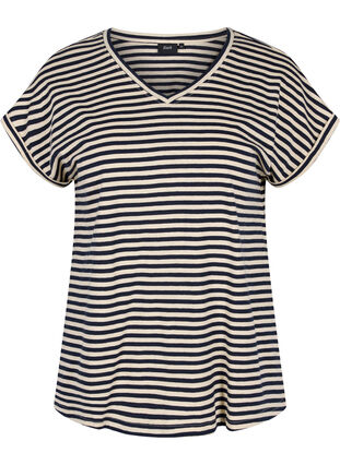 Striped cotton t-shirt, Night Sky Y/D, Packshot image number 0