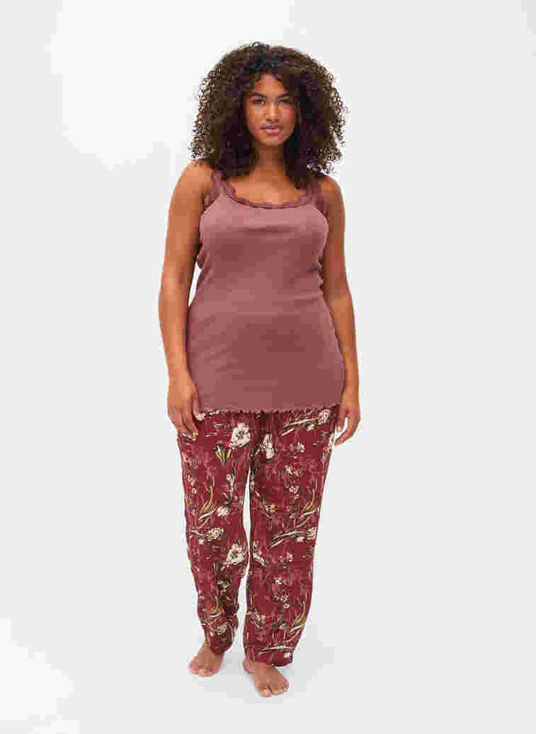 Top with lace trim, Rose Brown, Model image number 2