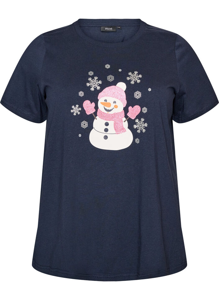 Christmas t-shirt in organic cotton, Blue, Packshot image number 0