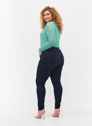 Super slim Bea jeans with extra high waist, Unwashed, Model image number 1