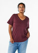 Basic V-neck T-shirt in organic cotton, Dark Bordeaux, Model image number 0