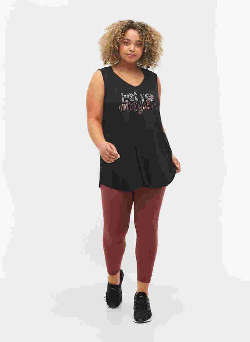 Viscose A-line workout top, Black w. JUST YES , Model image number 3