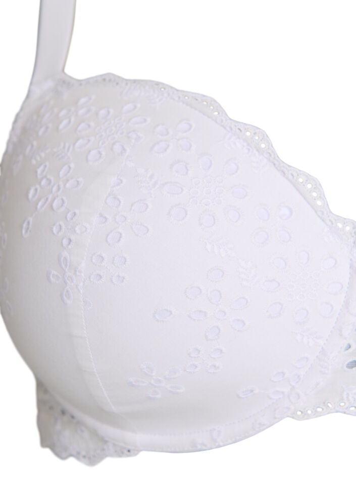 Moulded bra with broderie anglaise, White, Packshot image number 2