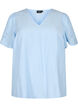 Short sleeve viscose blouse with embroidery, Light Blue, Packshot image number 0