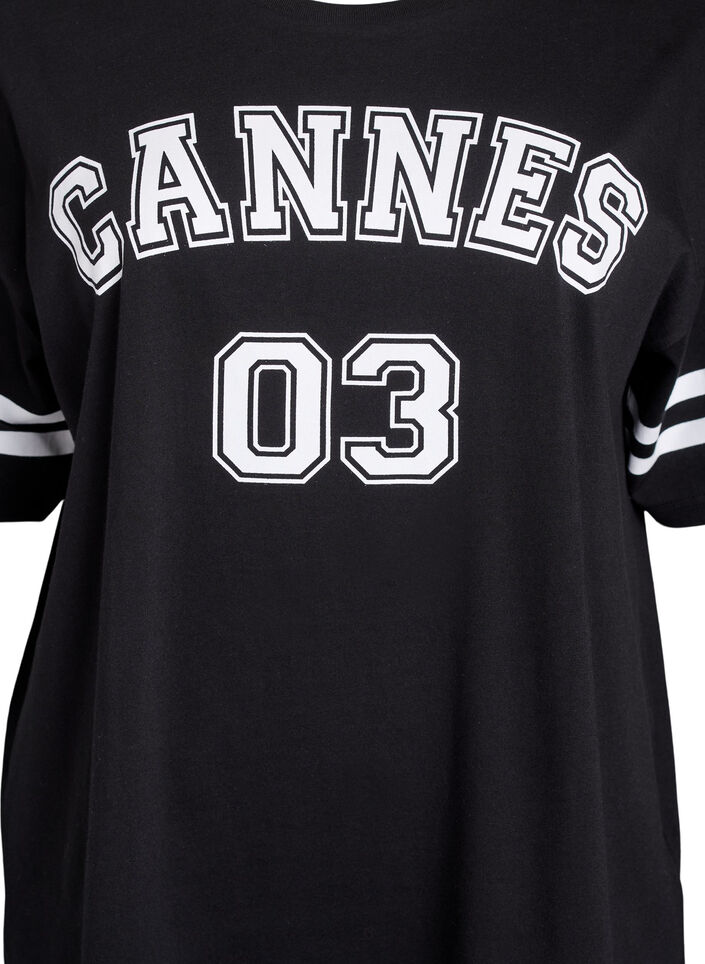 Sporty oversized college T-shirt, Black, Packshot image number 2