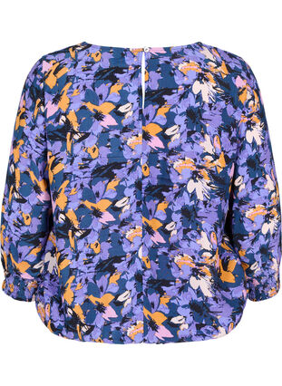 Floral viscose top with smock, Purple Flower AOP, Packshot image number 1