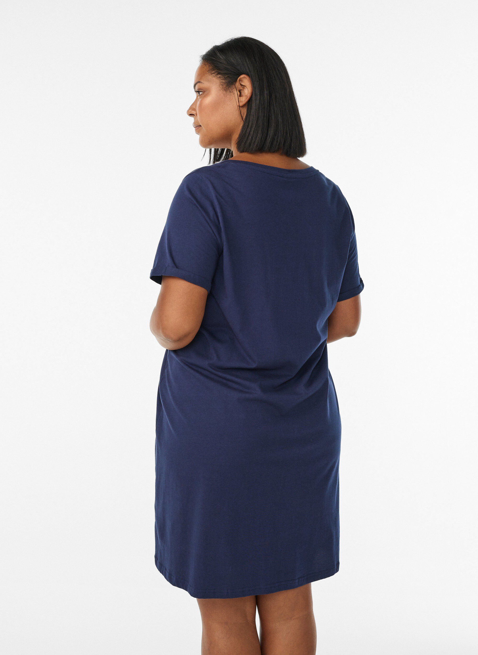 Zizzifashion Short-sleeved nightgown in organic cotton, Blue, Model image number 2