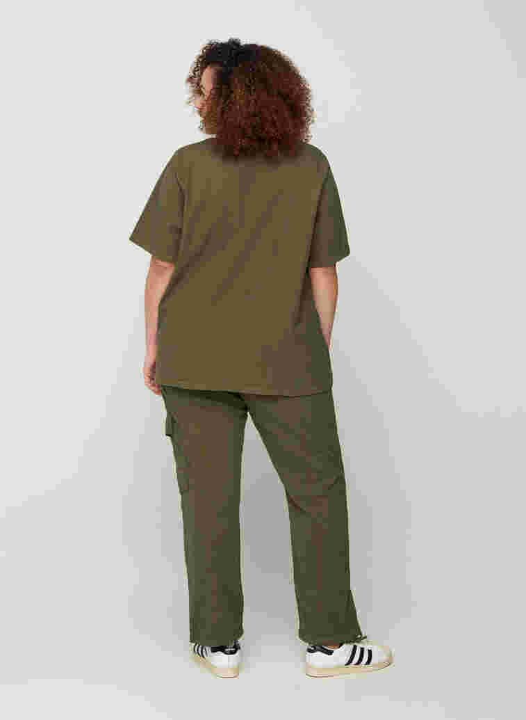 Loose cotton trousers, Ivy Green, Model image number 0