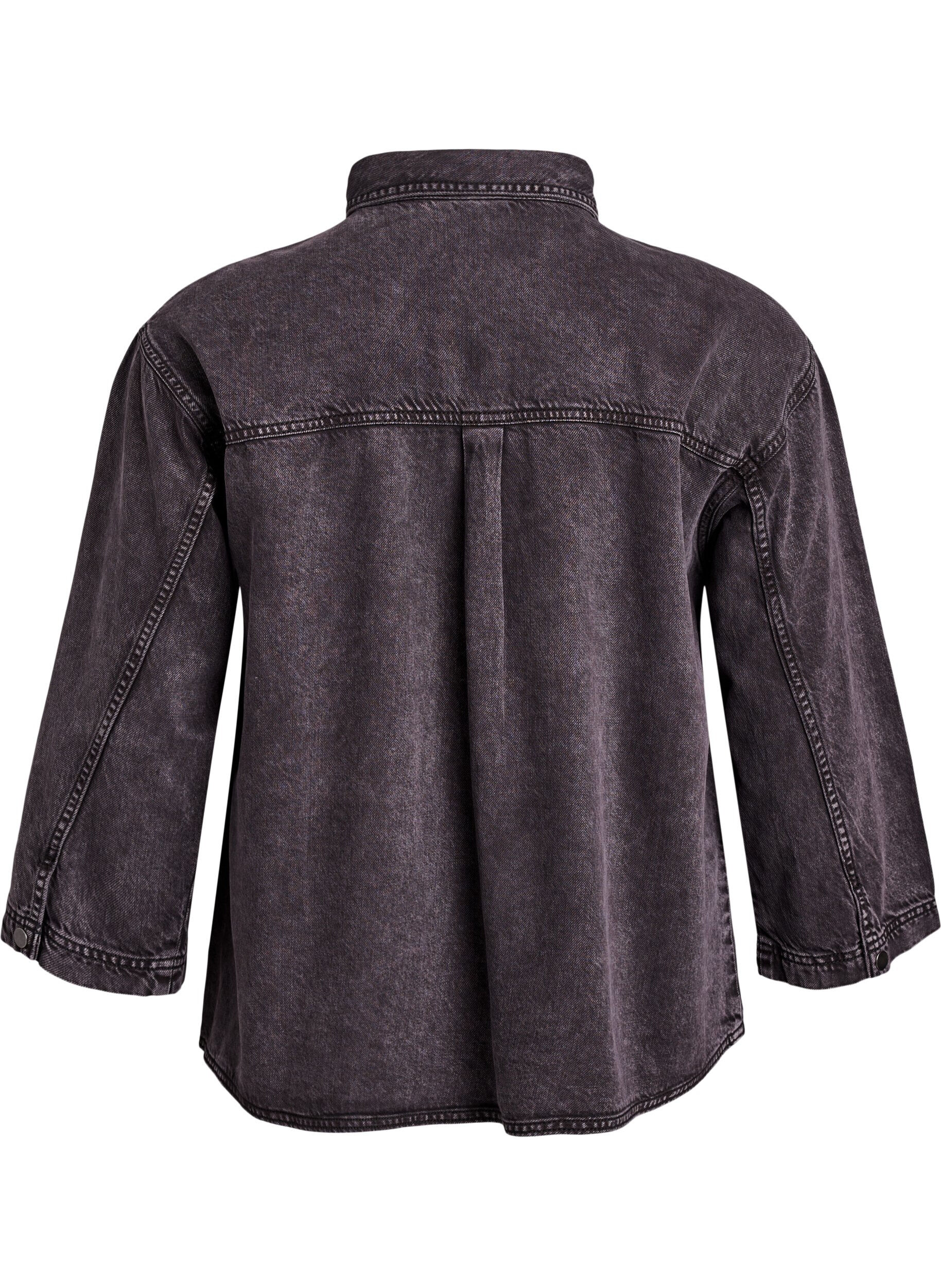 Zizzifashion Loose denim shirt with 3/4-sleeves, Grey, Packshot image number 1