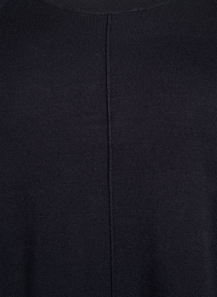 Knit blouse with centre seam and raglan sleeves, Black, Packshot image number 2