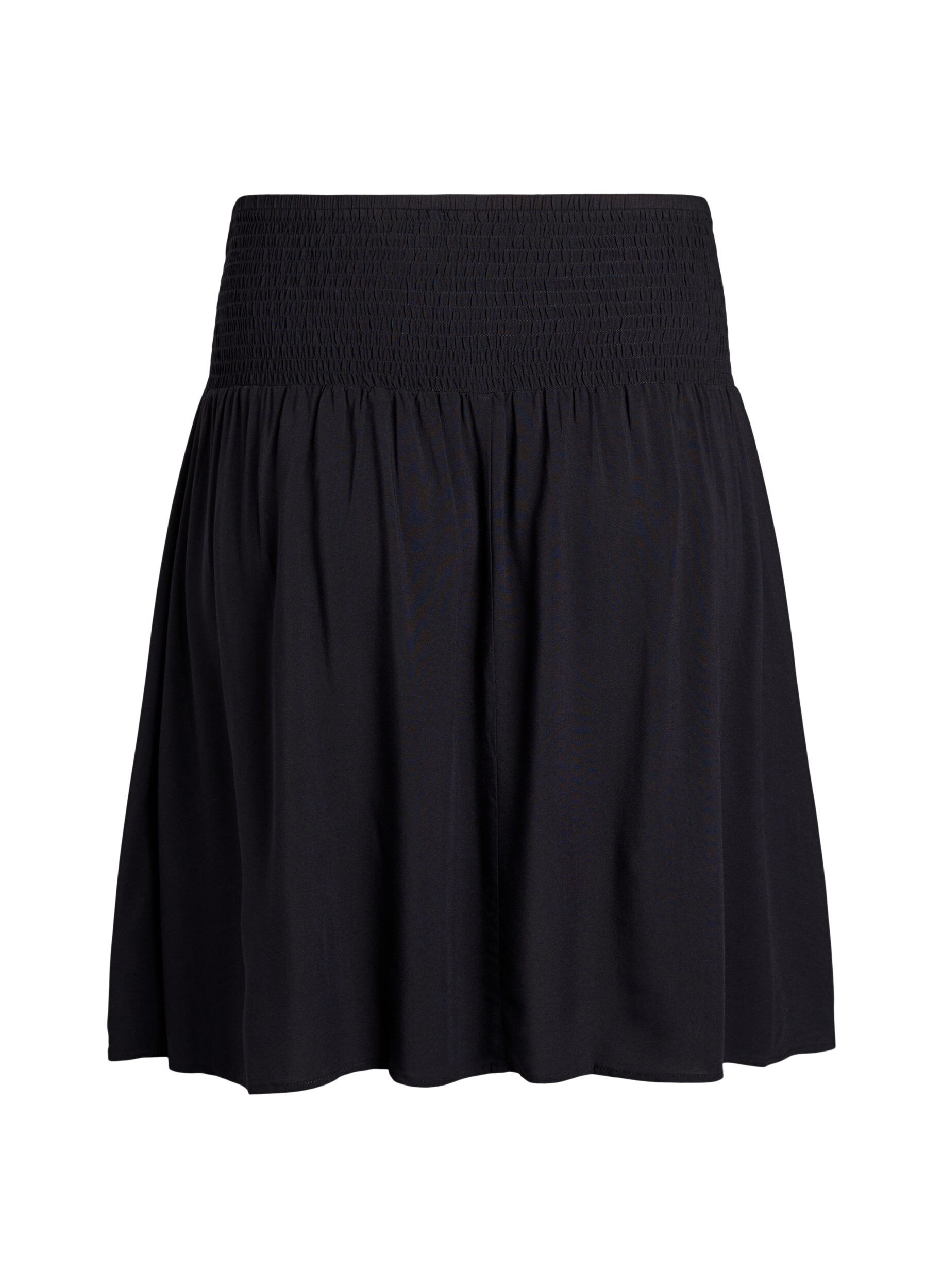 ZizzifashionShort skirt with smocked waist, Black, Packshot image number 1