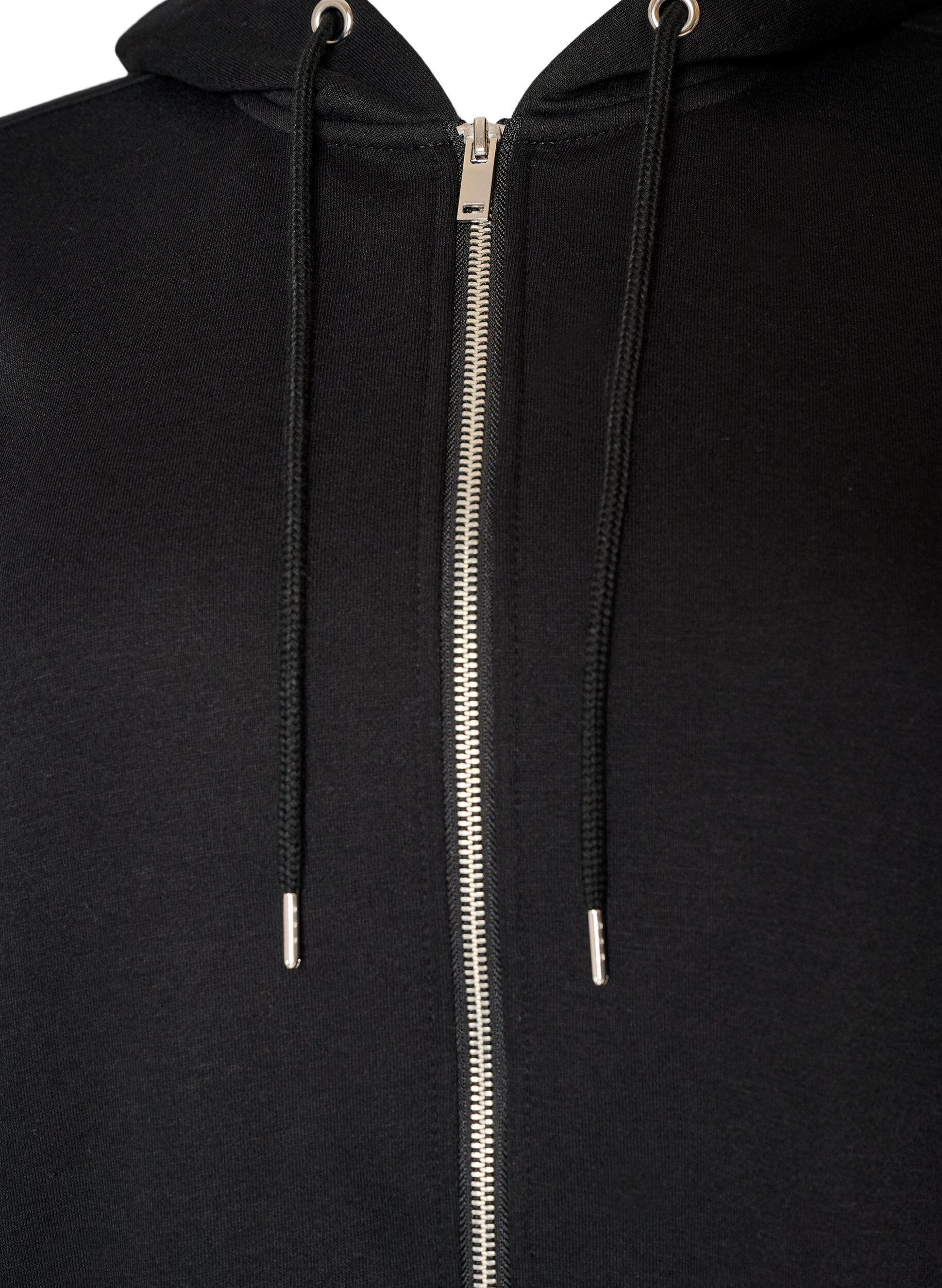ZizzifashionLong hoodie with zip and pockets, Black, Packshot image number 2
