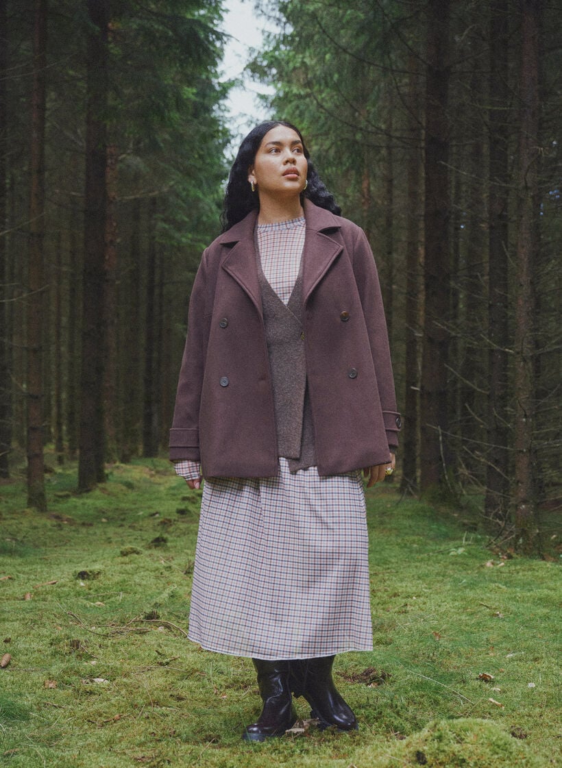 Short coat with double-breasted button closure, Brown, Image