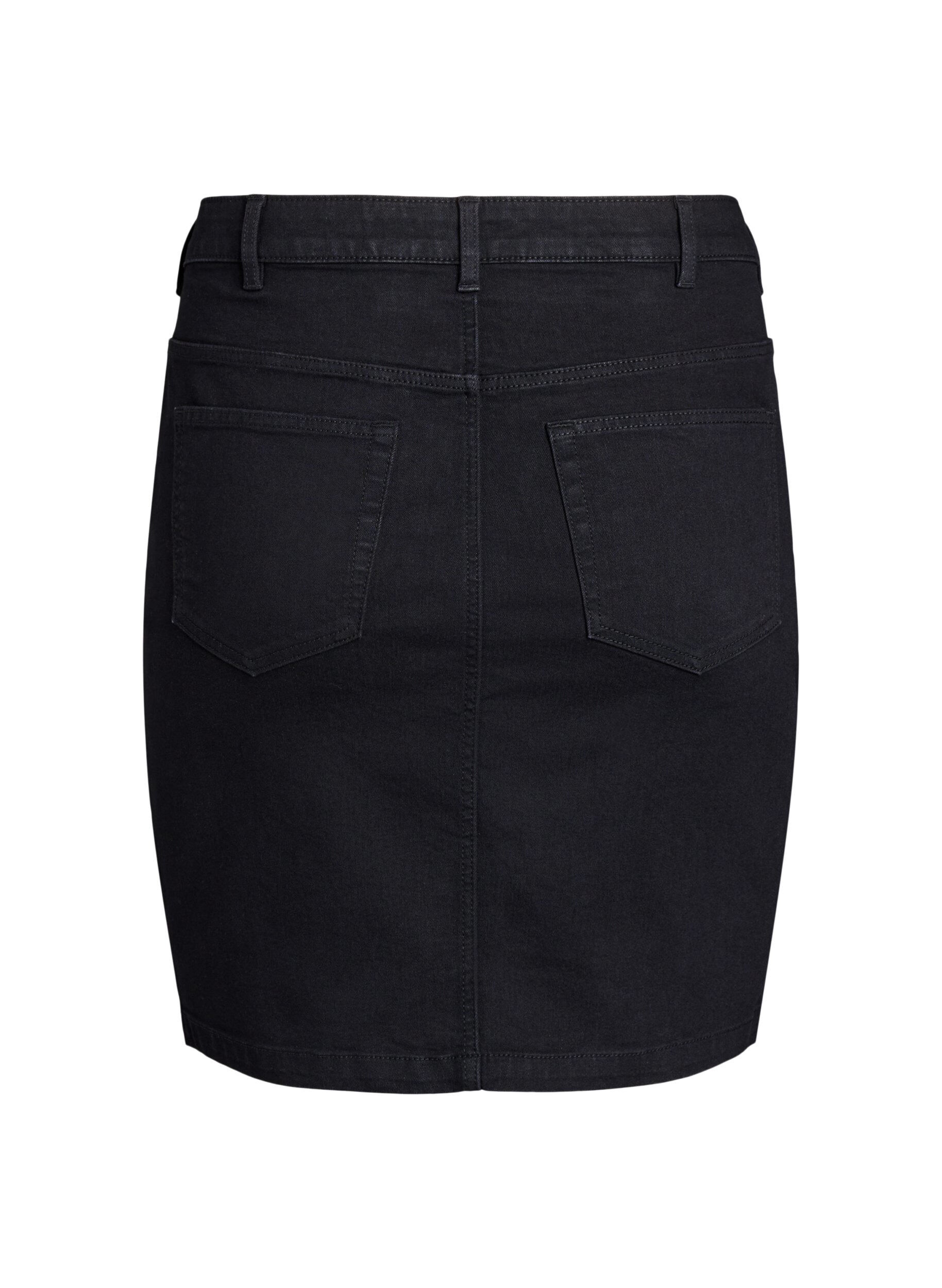 Zizzifashion Tight-fitting denim skirt, Black, Packshot image number 1