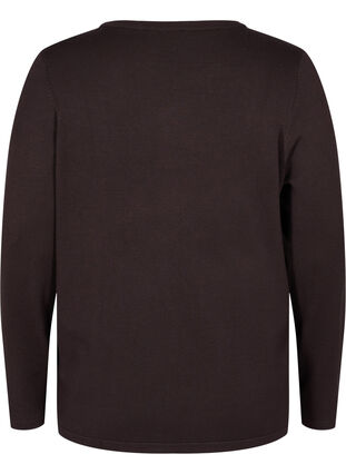 	 Knitted viscose top with long sleeves, Black Coffee Solid, Packshot image number 1