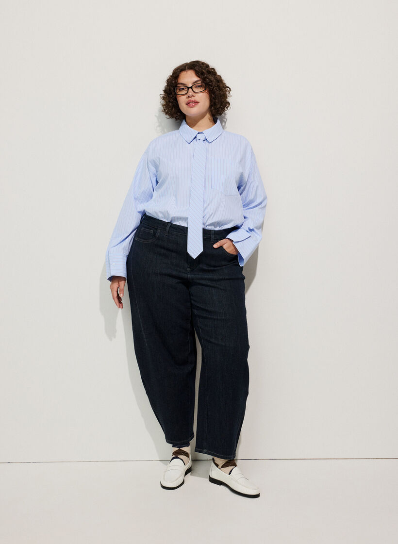 Barrel fit jeans with high waist, Blue, Image image number 0