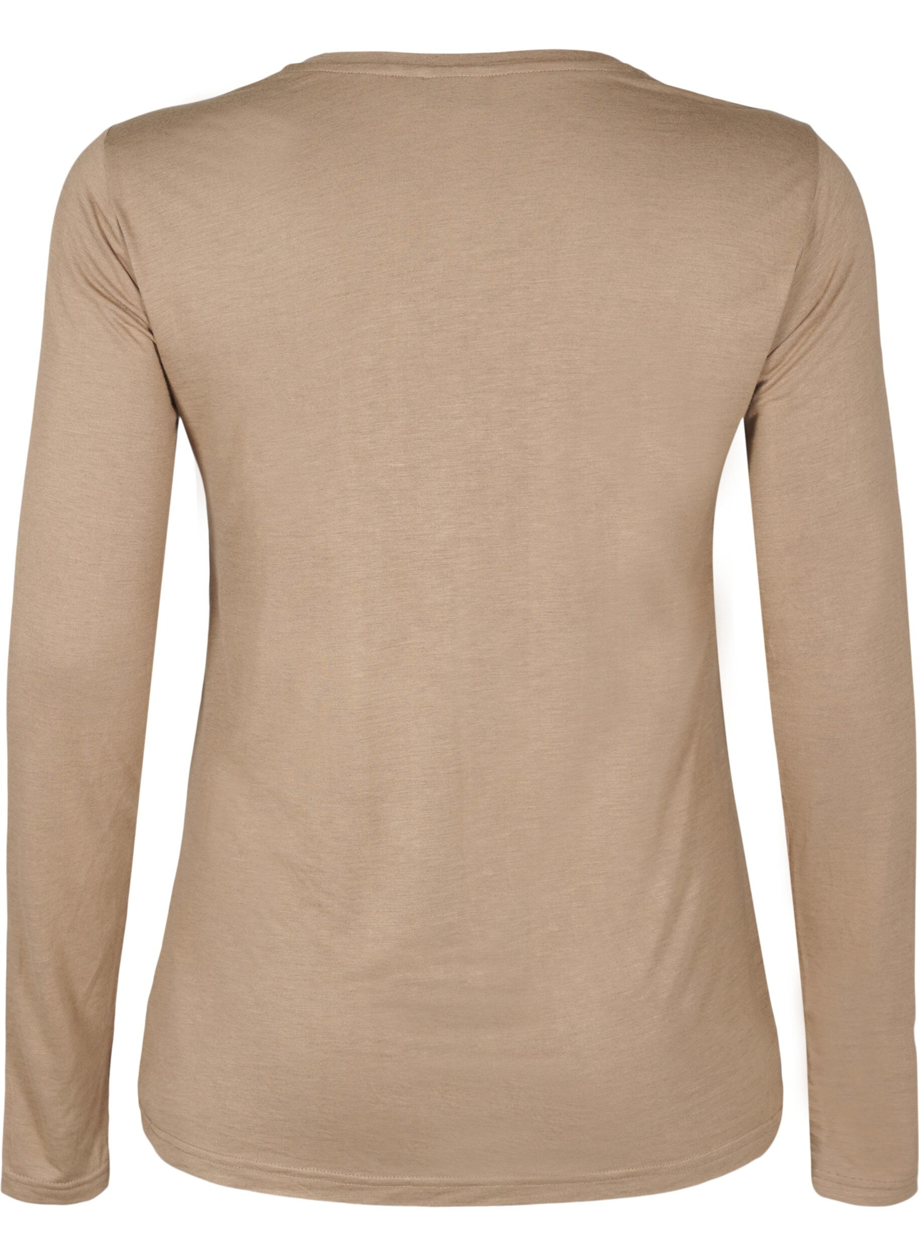 ZizzifashionLong-sleeved blouse in wool and viscose, Brown, Packshot image number 1