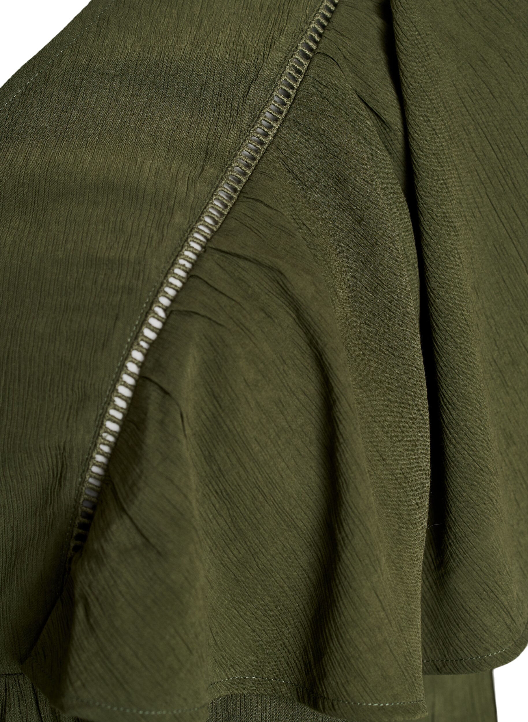 Zizzifashion Blouse with short ruffle sleeves, Green, Packshot image number 3