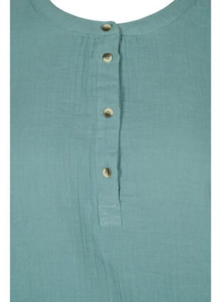 Cotton blouse with buttons and 3/4 sleeves, Sagebrush Green, Packshot image number 2