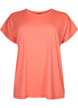 Short-sleeved workout t-shirt, Living Coral, Packshot image number 0