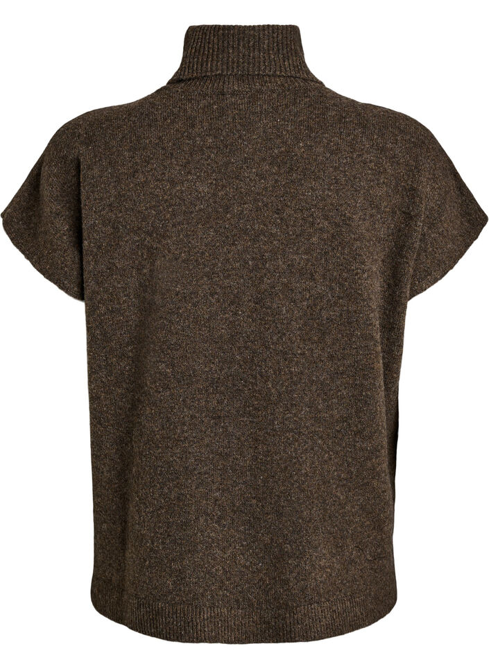 Knitted vest with turtleneck, Brown, Packshot