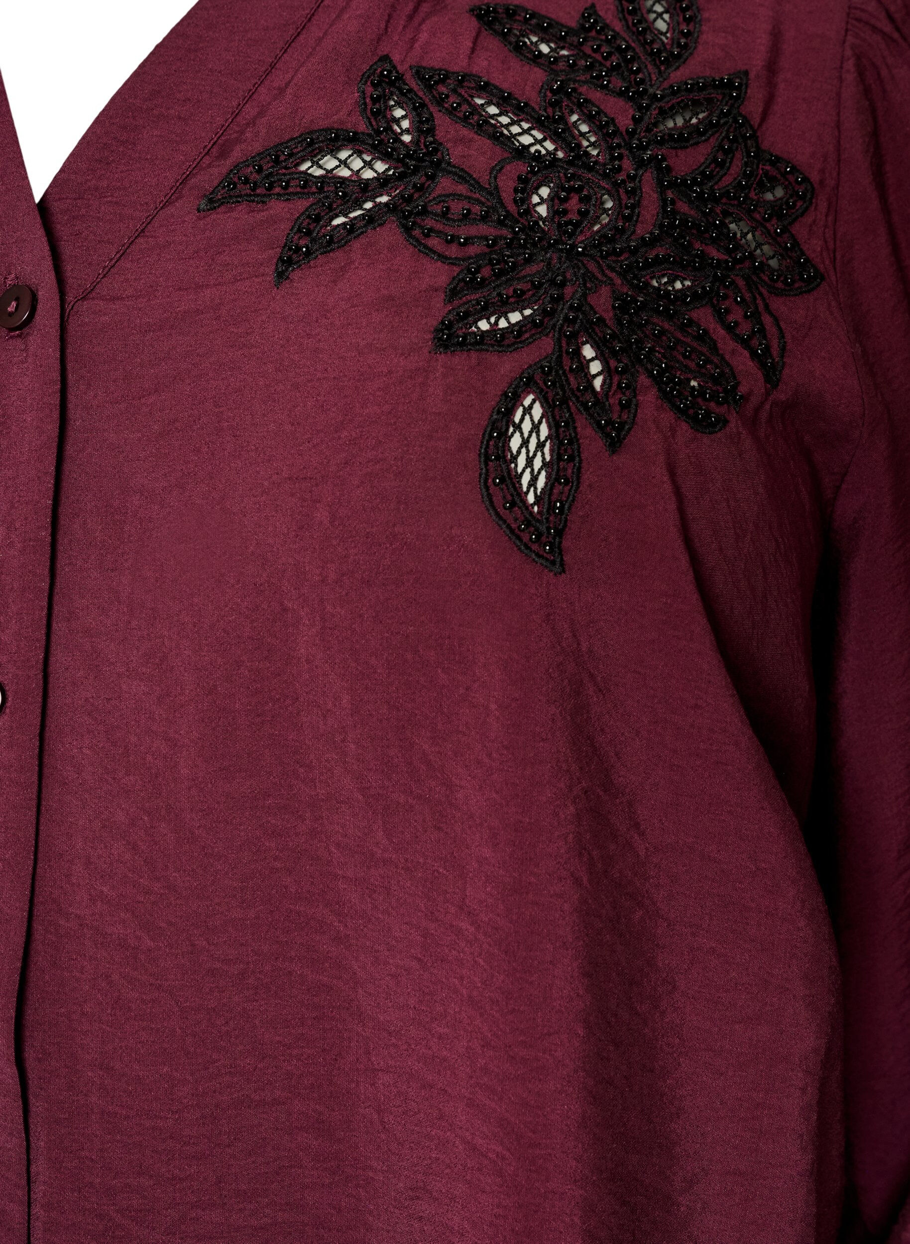 ZizzifashionShirt blouse with embroidered floral appliqu&eacute;s, Red, Packshot image number 2