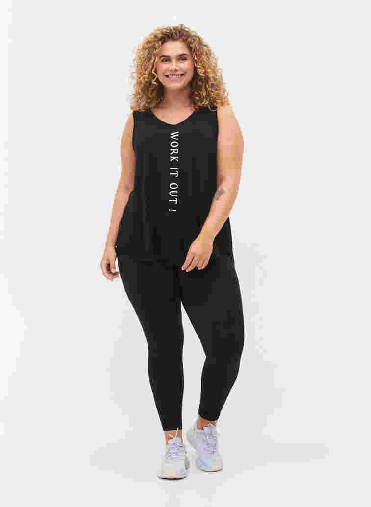 7/8 length leggings with zip, Black, Model image number 0