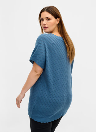 Knit cardigan with short sleeves, Blue Ashes, Model image number 1