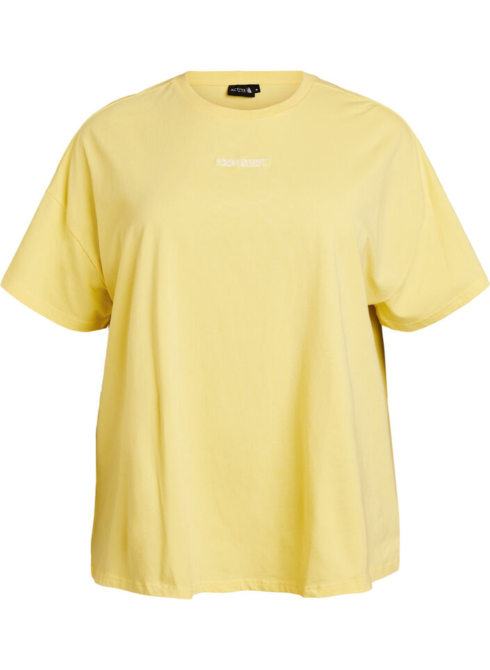 Organic cotton T-shirt with a small front motif, Yellow, Packshot image number 0