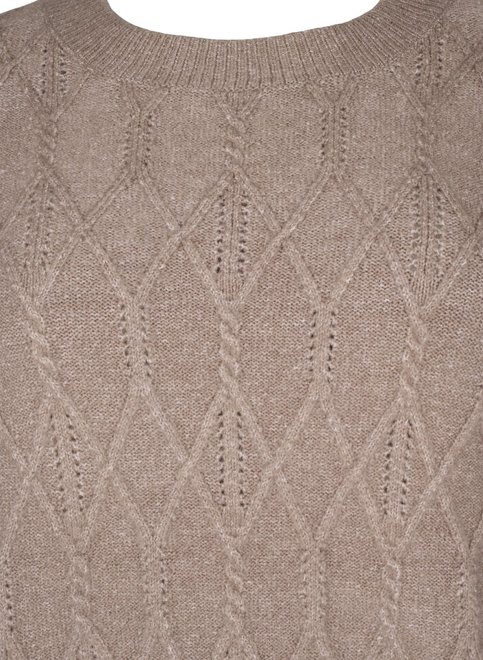 Knitted sweater with pattern and pearls, Desert Taupe Mel., Packshot image number 2